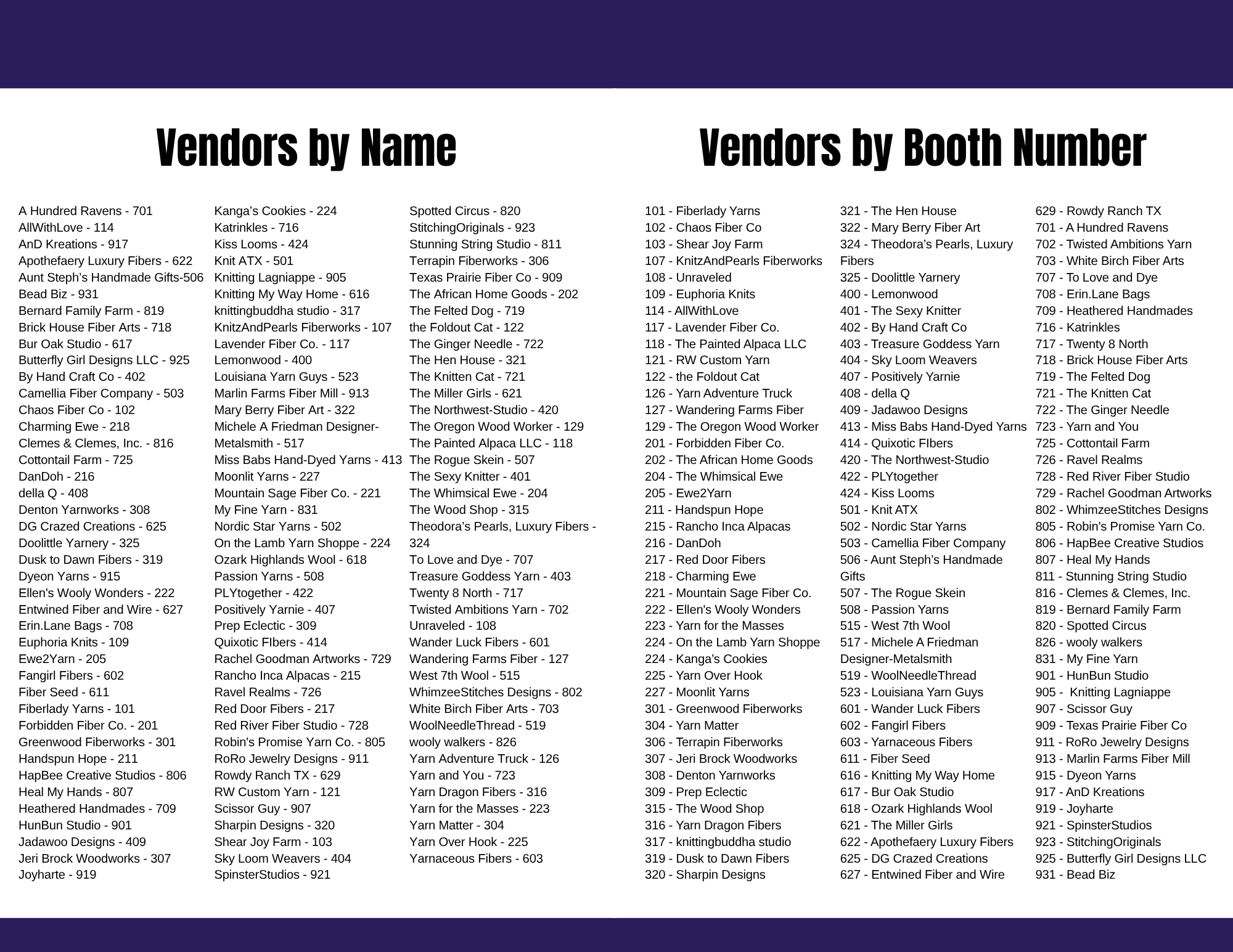 2026 DFW Fiber Fest Market Vendor Names